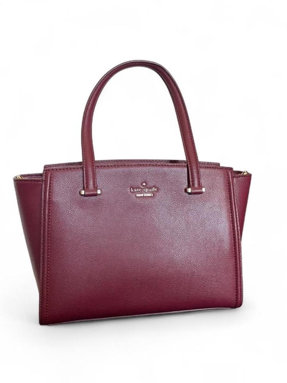 Kate Spade Burgundy Genuine Cow Leather Satchel Handbag Top Handle Purse